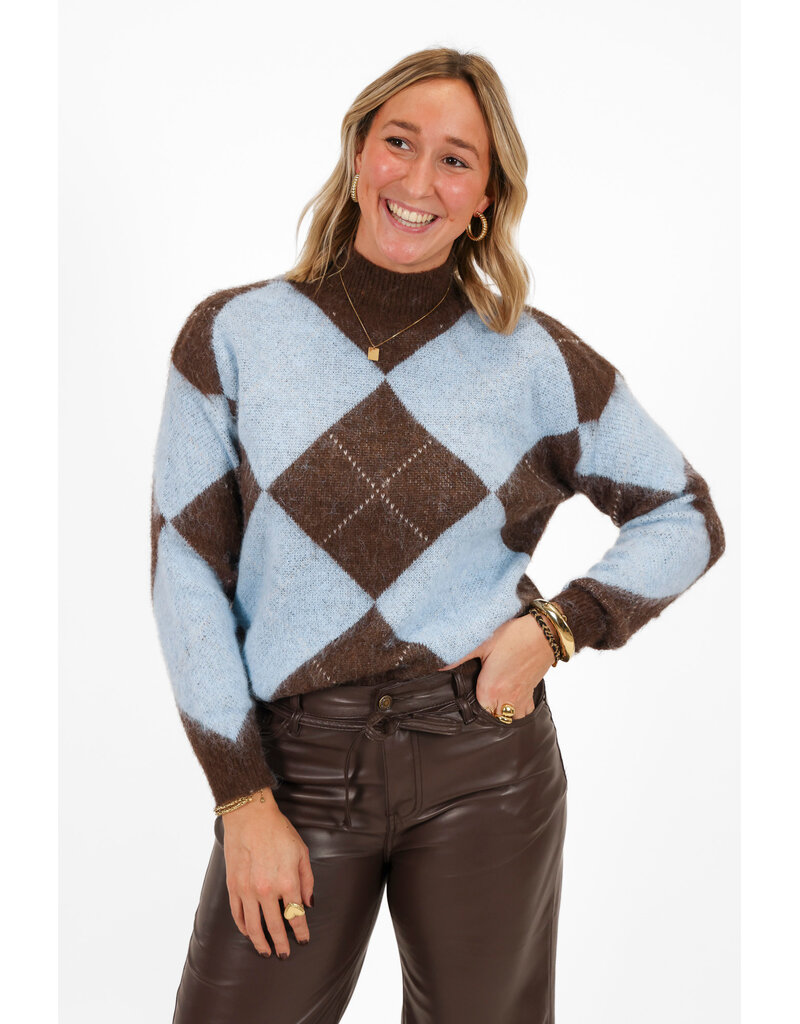 21Jewelz Geruite trui - blauw / bruin