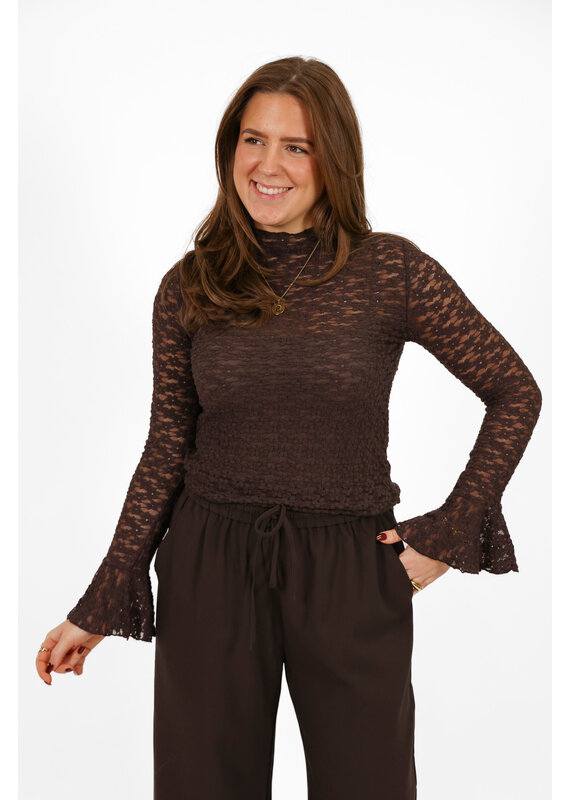 21Jewelz Top met bloemenmotief - bruin