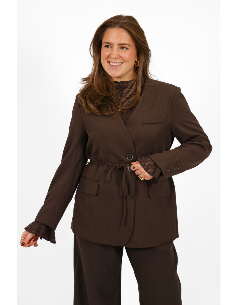 21Jewelz Nette blazer met ceintuur - bruin