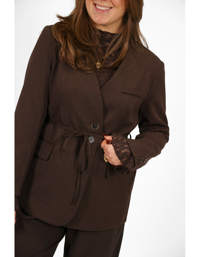 21Jewelz Nette blazer met ceintuur - bruin