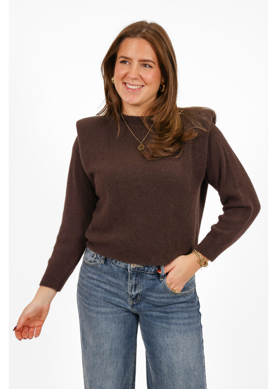 21Jewelz Zachte trui met schoudervulling - chocobruin