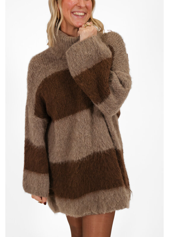 21Jewelz Gebreide jurk met col - bruin / taupe