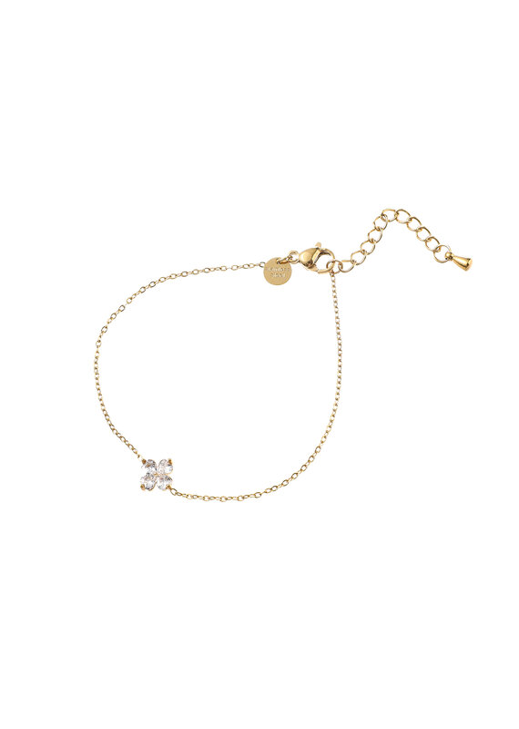 Go Dutch Label D&E - Stone Clover Bracelet - goud