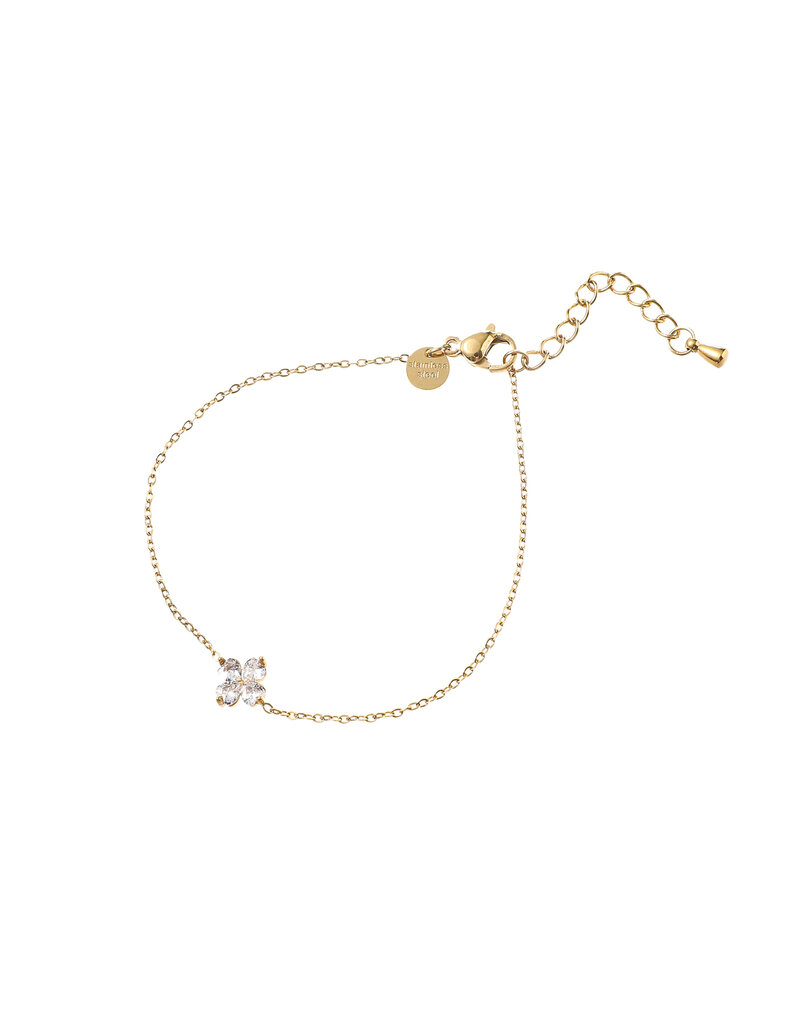 Go Dutch Label D&E - Stone Clover Bracelet - goud
