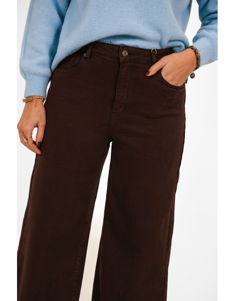 21Jewelz Basic stretch wide leg jeans - donkerbruin