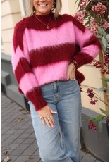 21Jewelz Wollige gestreepte trui - roze / bordeaux