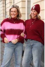 21Jewelz Wollige gestreepte trui - roze / bordeaux