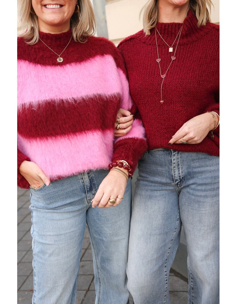 21Jewelz Wollige gestreepte trui - roze / bordeaux