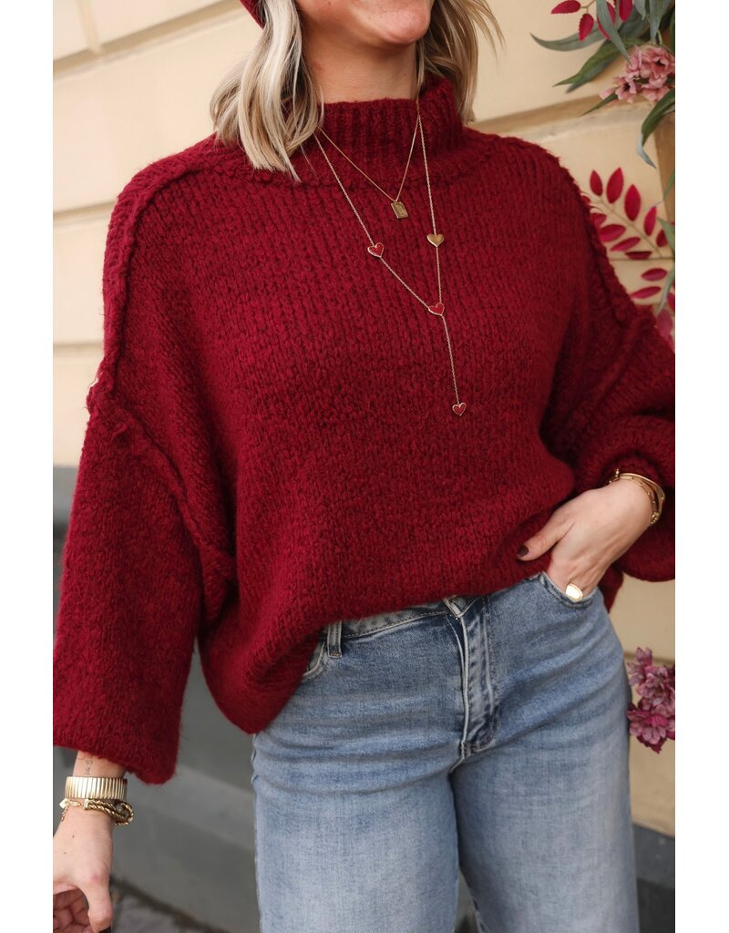 21Jewelz Gebreide trui met opstaande kraag - bordeaux