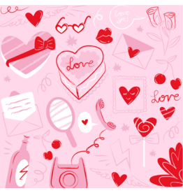 21Jewelz Kaartje roze "Valentine doodles"