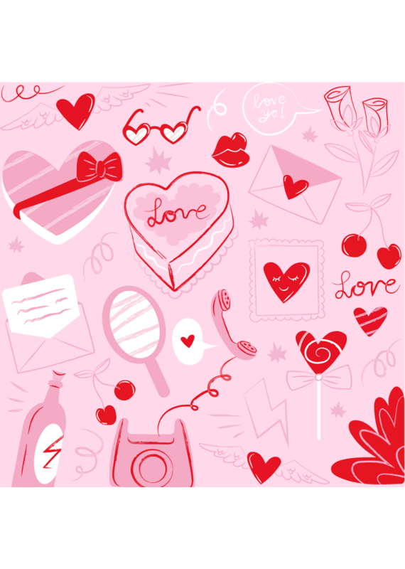 21Jewelz Kaartje roze "Valentine doodles"