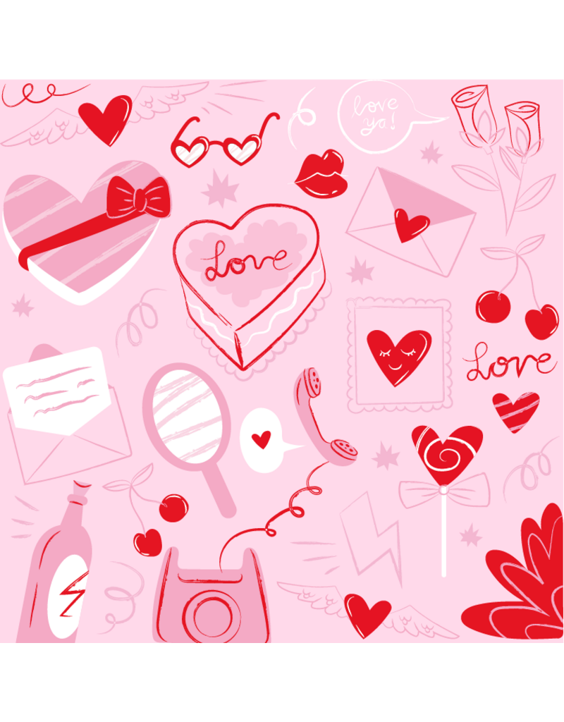 21Jewelz Kaartje roze "Valentine doodles"