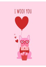 21Jewelz Kaartje roze "I woof you"