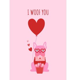 21Jewelz Kaartje roze "I woof you"