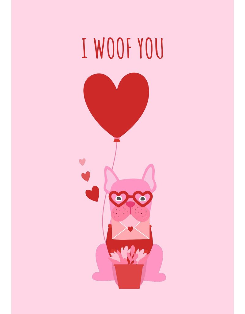 21Jewelz Kaartje roze "I woof you"