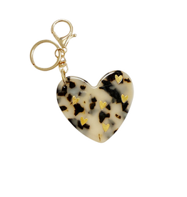 21Jewelz Grote sleutelhanger met hartje & spiegel - panterprint