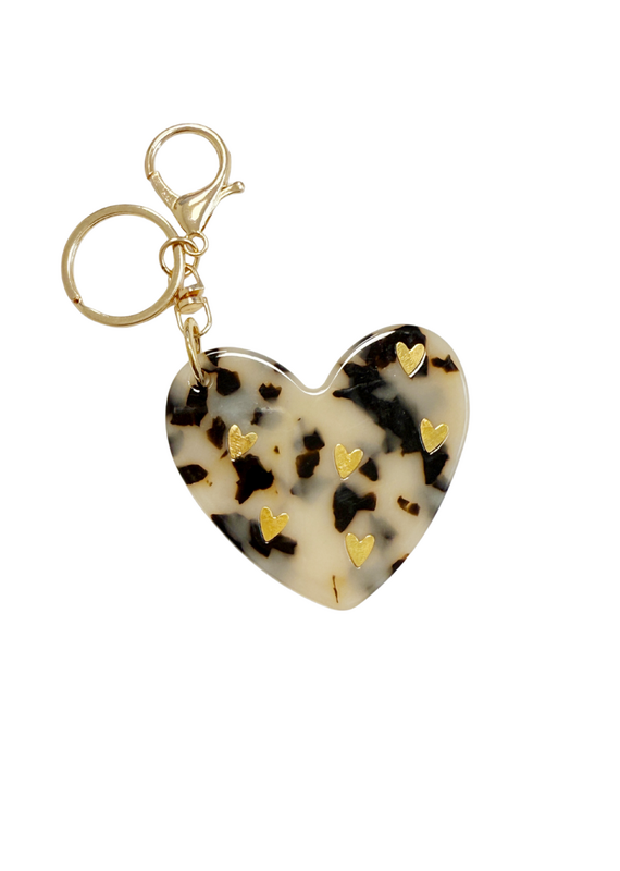 21Jewelz Grote sleutelhanger met hartje & spiegel - panterprint