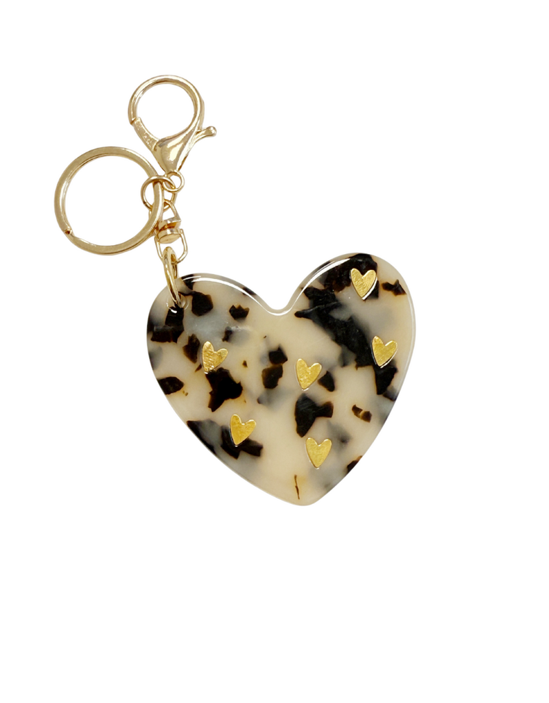 21Jewelz Grote sleutelhanger met hartje & spiegel - panterprint