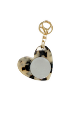 21Jewelz Grote sleutelhanger met hartje & spiegel - panterprint