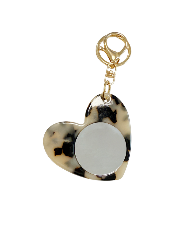 21Jewelz Grote sleutelhanger met hartje & spiegel - panterprint