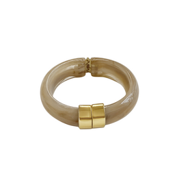 21Jewelz Statement bangle met gouden detail - taupe