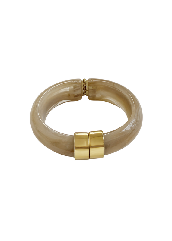 21Jewelz Statement bangle met gouden detail - taupe