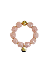 21Jewelz Statement armband met gouden details en kraal - marmer roze