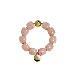 21Jewelz Statement armband met gouden details en kraal - marmer roze