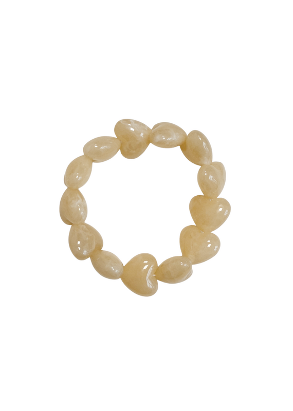 21Jewelz Statement armband met hartjes kralen - beige