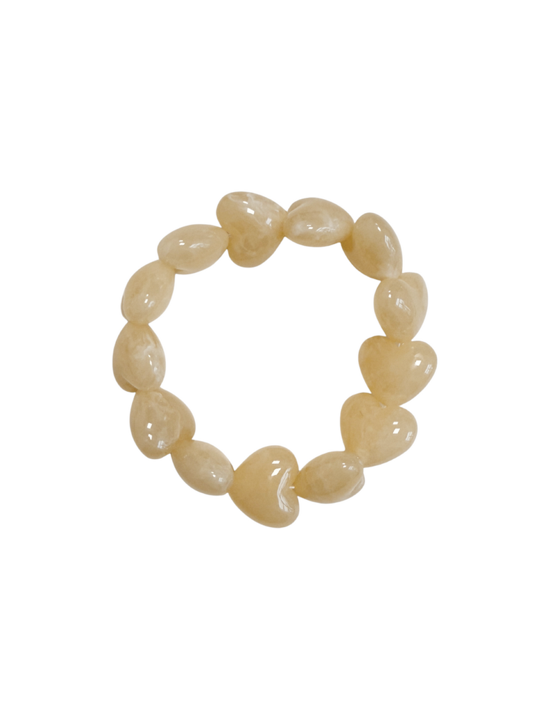 21Jewelz Statement armband met hartjes kralen - beige