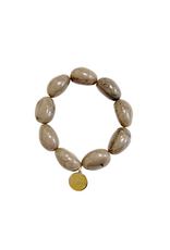 21Jewelz Statement armband met ovale kralen - licht taupe