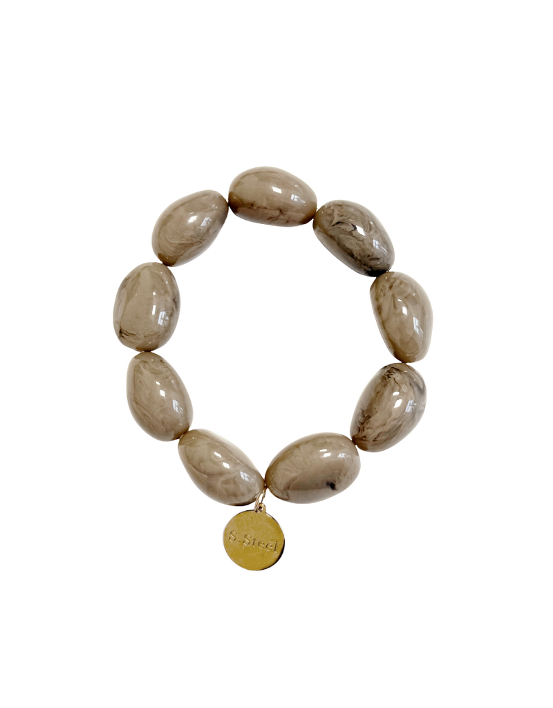 21Jewelz Statement armband met ovale kralen - licht taupe