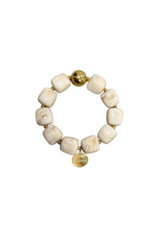 21Jewelz Statement armband met gouden details en kraal - marmer ecru