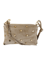 21Jewelz Casual handtas met gouden studs - suede beige