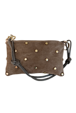 21Jewelz Casual handtas met gouden studs - suede taupe