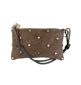 21Jewelz Casual handtas met gouden studs - suede taupe
