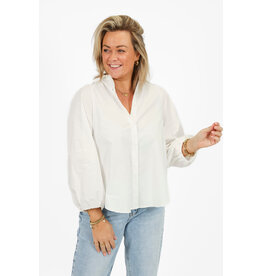 21Jewelz Effen lange blouse met pofmouw - wit