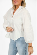 21Jewelz Effen lange blouse met pofmouw - wit