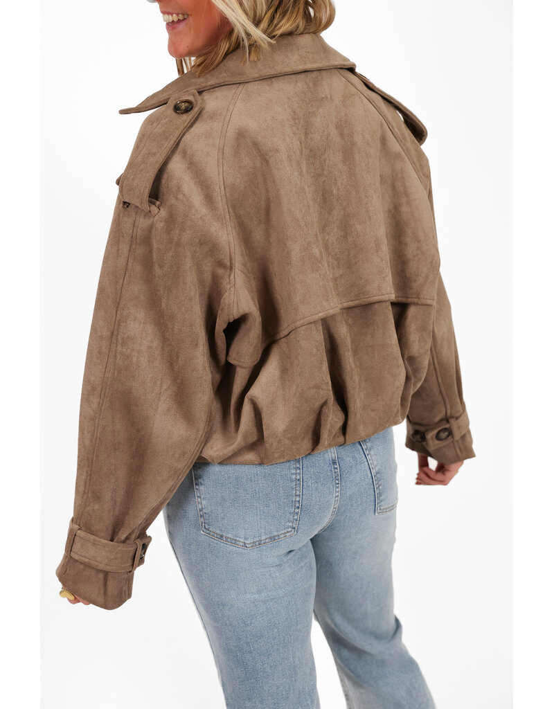 21Jewelz Suede trenchcoat kort - taupe