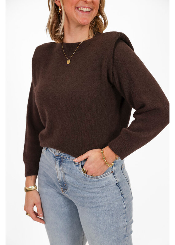 21Jewelz Zachte trui met schoudervulling - chocobruin