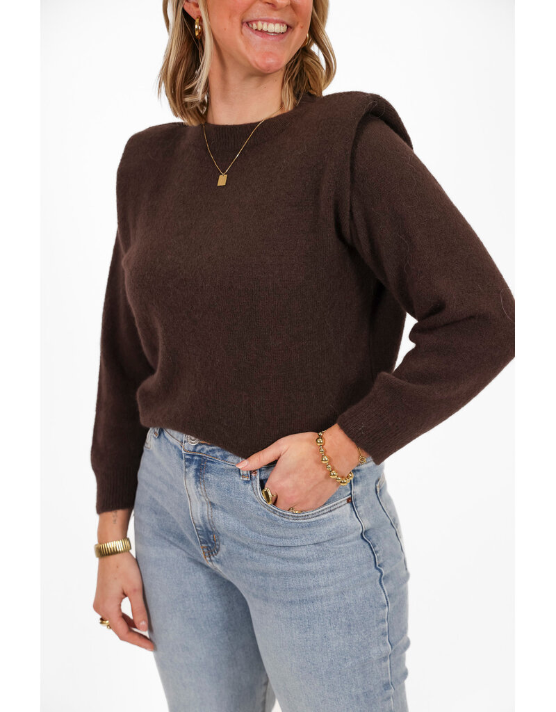 21Jewelz Zachte trui met schoudervulling - chocobruin