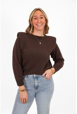 21Jewelz Zachte trui met schoudervulling - chocobruin