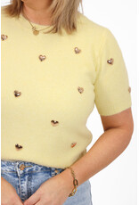 21Jewelz Truitje met korte mouwen & gouden hartjes studs - geel
