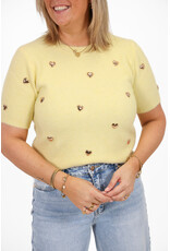 21Jewelz Truitje met korte mouwen & gouden hartjes studs - geel