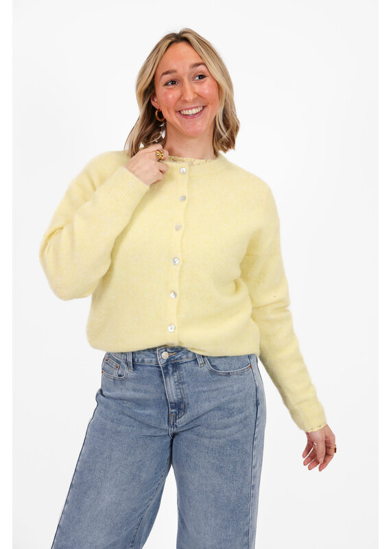 21Jewelz Cozy basic vestje met knopen - geel