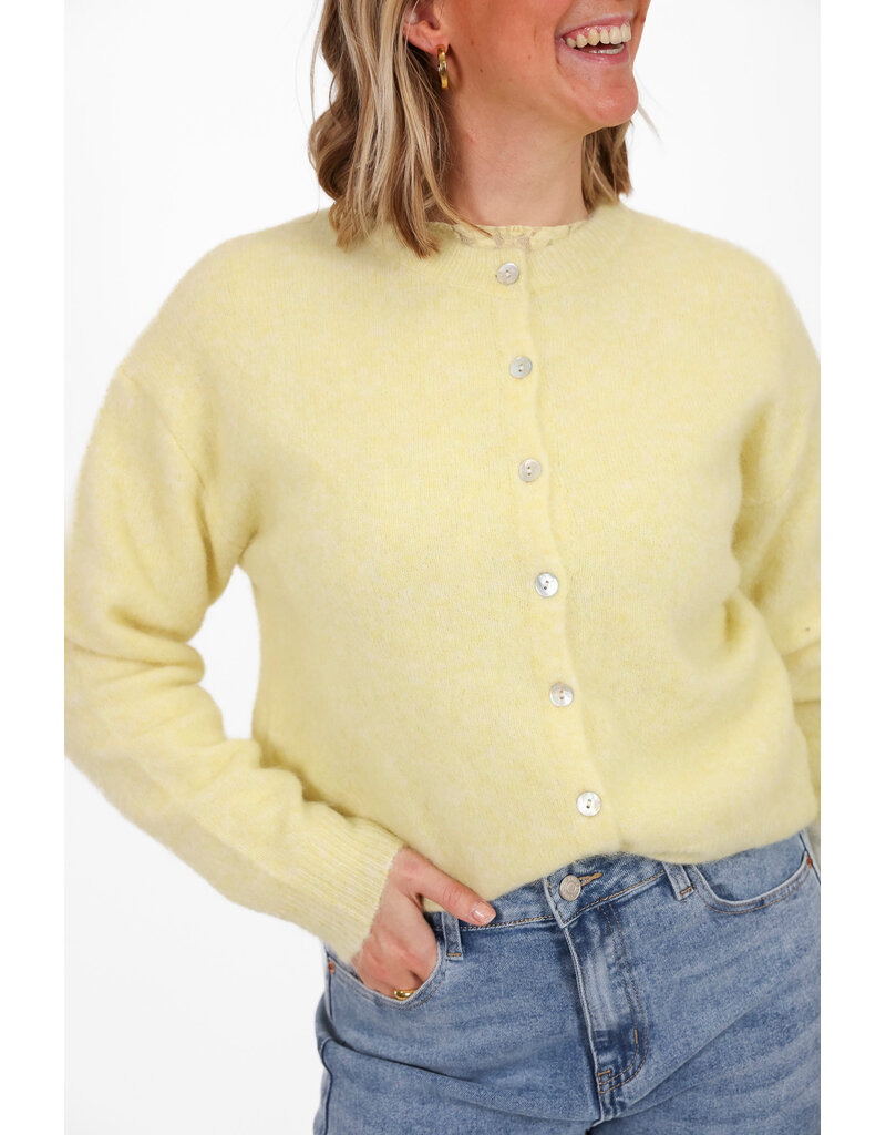 21Jewelz Cozy basic vestje met knopen - geel