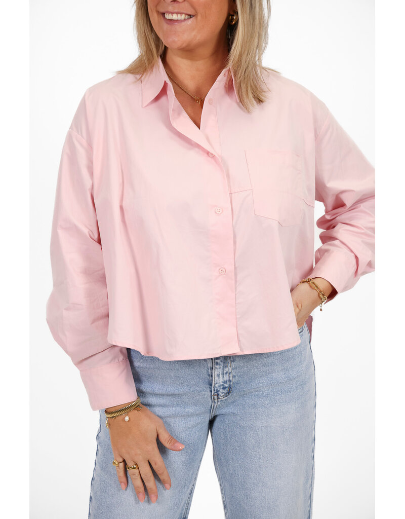 21Jewelz Cropped blouse met zakje - roze