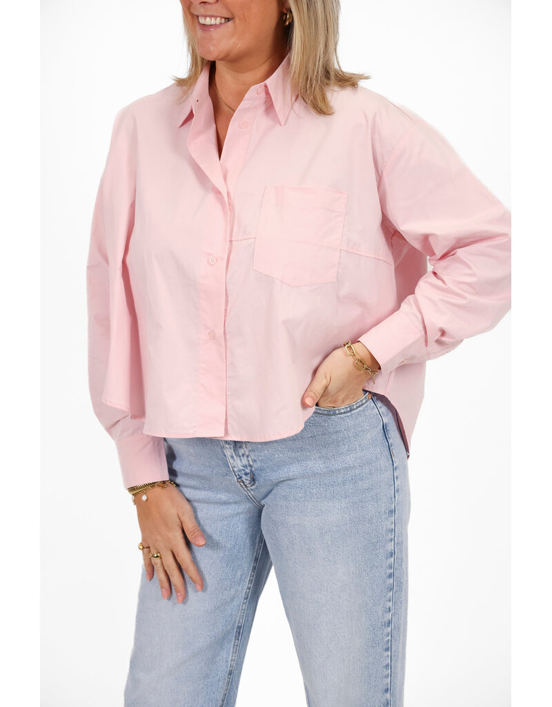 21Jewelz Cropped blouse met zakje - roze