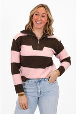 21Jewelz Gestreepte zipper trui - roze/bruin