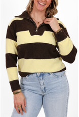 21Jewelz Gestreepte zipper trui - bruin/geel